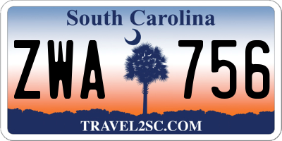 SC license plate ZWA756