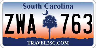 SC license plate ZWA763