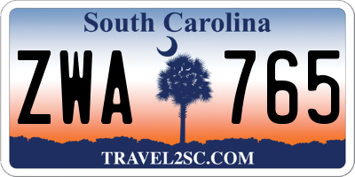 SC license plate ZWA765