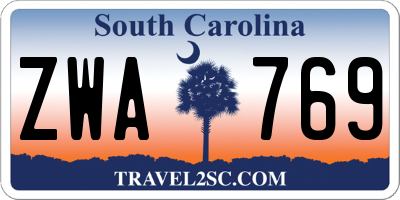 SC license plate ZWA769