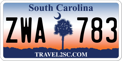 SC license plate ZWA783