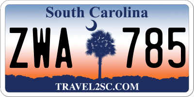 SC license plate ZWA785