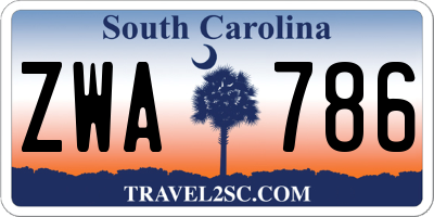 SC license plate ZWA786