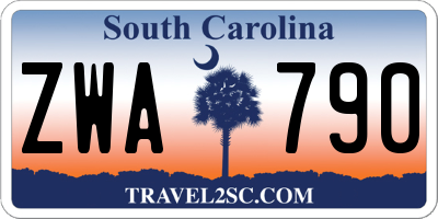 SC license plate ZWA790