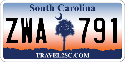SC license plate ZWA791