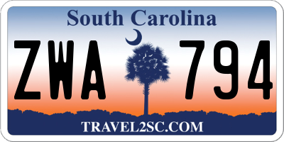 SC license plate ZWA794