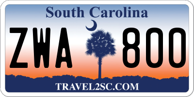 SC license plate ZWA800