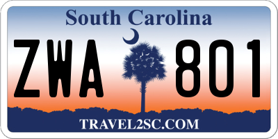 SC license plate ZWA801