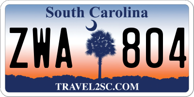 SC license plate ZWA804