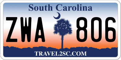 SC license plate ZWA806
