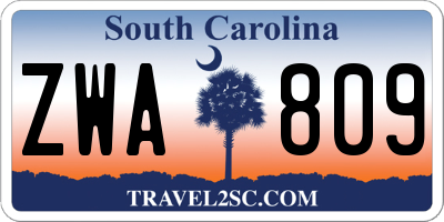 SC license plate ZWA809