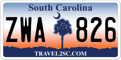 SC license plate ZWA826