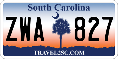 SC license plate ZWA827