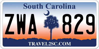 SC license plate ZWA829