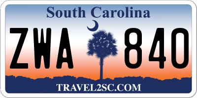 SC license plate ZWA840