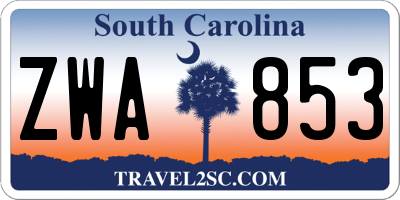 SC license plate ZWA853
