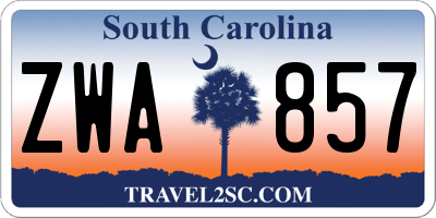 SC license plate ZWA857