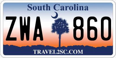 SC license plate ZWA860