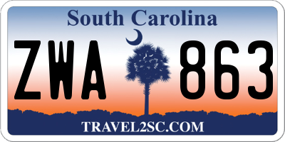 SC license plate ZWA863