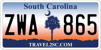 SC license plate ZWA865