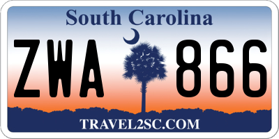 SC license plate ZWA866