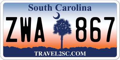 SC license plate ZWA867