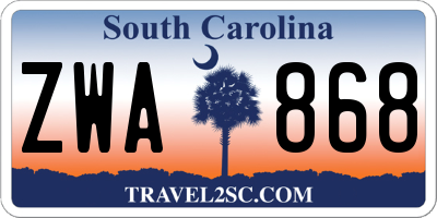 SC license plate ZWA868