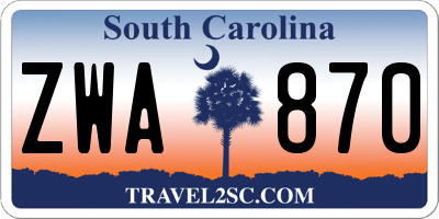 SC license plate ZWA870