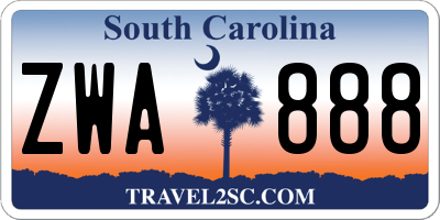 SC license plate ZWA888