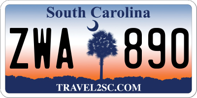 SC license plate ZWA890