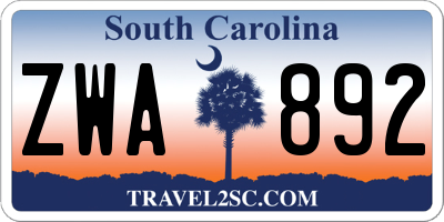 SC license plate ZWA892