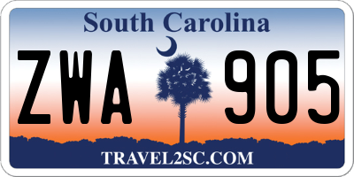 SC license plate ZWA905