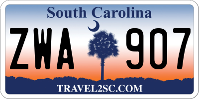 SC license plate ZWA907