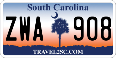 SC license plate ZWA908