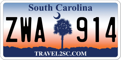 SC license plate ZWA914
