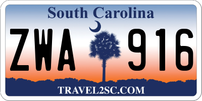 SC license plate ZWA916