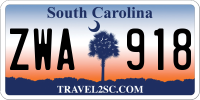 SC license plate ZWA918