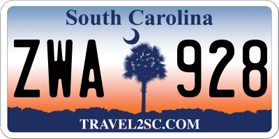 SC license plate ZWA928
