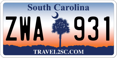 SC license plate ZWA931