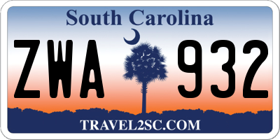 SC license plate ZWA932