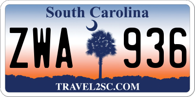 SC license plate ZWA936