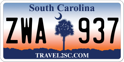 SC license plate ZWA937