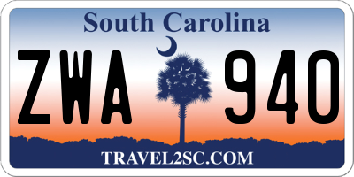 SC license plate ZWA940