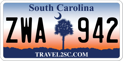 SC license plate ZWA942