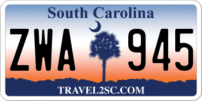 SC license plate ZWA945