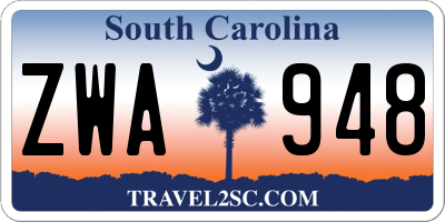 SC license plate ZWA948