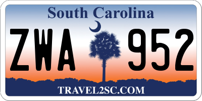 SC license plate ZWA952
