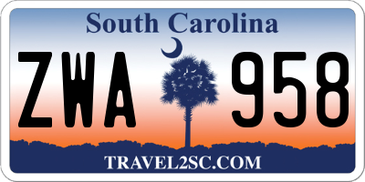 SC license plate ZWA958