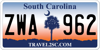 SC license plate ZWA962