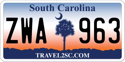 SC license plate ZWA963